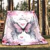 1pc Angel Wings Heart Love Outdoor Flannel Blanket , Machine Washable Perfect Gift for Birthday , Holiday Travel Accessory , Durable Material