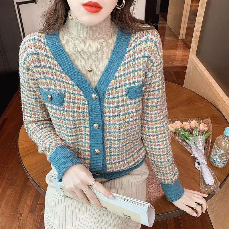 

Вязаный кардиган женский свитер куртка начало осени новый топ дизайн смысл для ношения корейской версии женской одежды на улице one size небесно-голубой