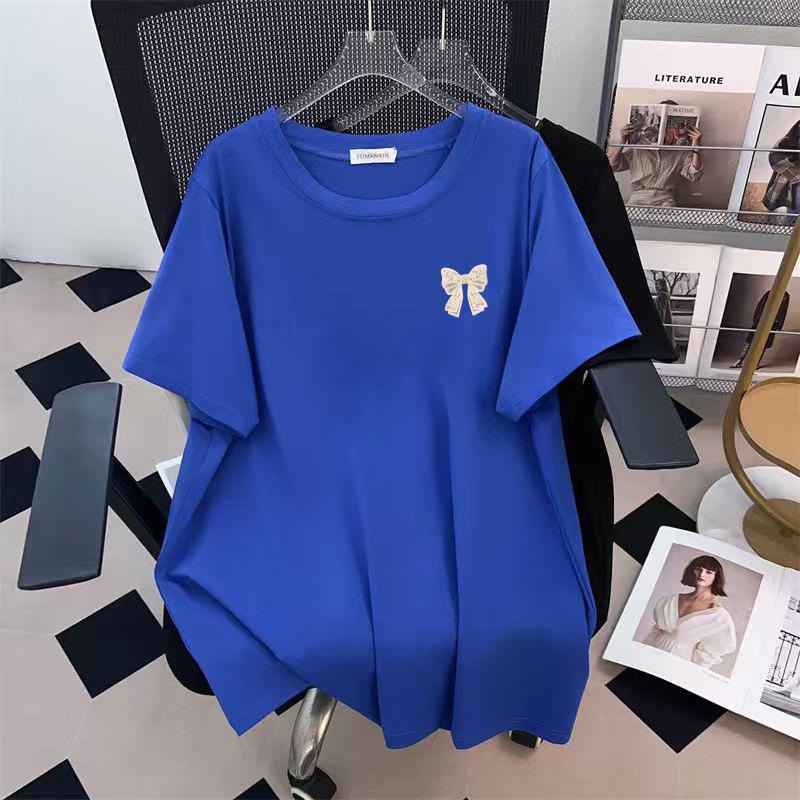 

Women s Plus Size Slimming Loose Mid-Length Short-Sleeve T-Shirt 200/300/350 Jin 1165 7XL чорний
