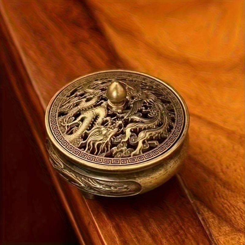 Dragon and Phoenix Large Incense Burner, Incense Cone Burner, Tea Burner, Aromatherapy Machine, Three-legged Alloy Incense Burner, Zen-style Incense
