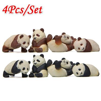 4ks/sada Cartoon Mini Animal Panda Micro Krajina Figurka Dekor Pryskyřice Ornament Zahradní miniatura