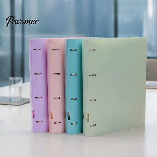Notebook Production Folder 4-Hole Document Folder/A4 File Bag, Durable PP Portable Storage Compact Binder Folder, Macaron Colors Lightweight Organizer