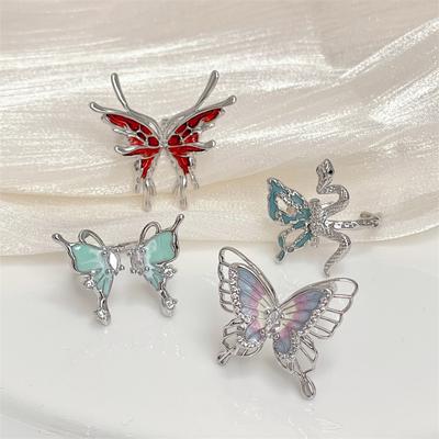 New Butterfly Language Niche Dripping Oil High-End Butterfly Opening Adjustable Ring Light Luxury Enamel Personalized Jewelry Women'S Tide