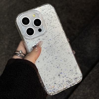Luxury Clear Glitter Sequin Shockproof Phone Case For iPhone 16 15 14 13 12 11 Pro Max Plus X XS XR Soft Bumper Protection Cover