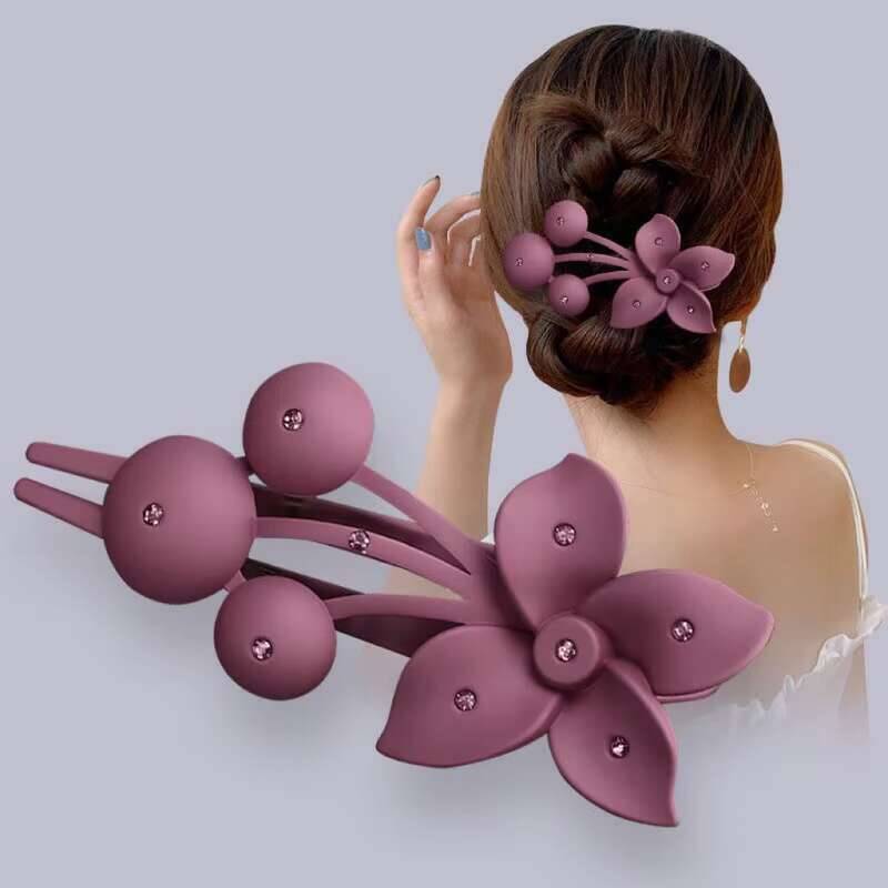 

Fashion Matte Flower Hairpins Vintage Rhinestone Non-Slip Clip Claw Clamps Women Girls Hair Accessories Party Headwear Gift