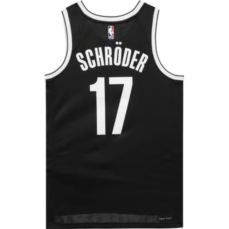 Nike Dri-Fit NBA Brooklyn Nets Dennis Schroder 17 Skin-Friendly Versatile Trendy Basketball Jersey Men jersey Black DN2128-010