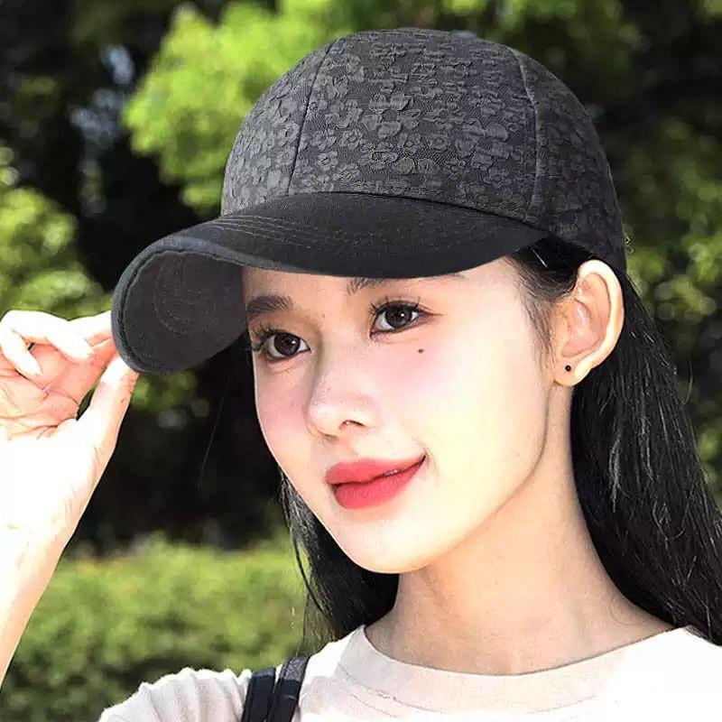 Hard Top Small Floral Textile Baseball Cap Women'S Fashion Sunshade Foreign Style Versatile Outdoor Cap