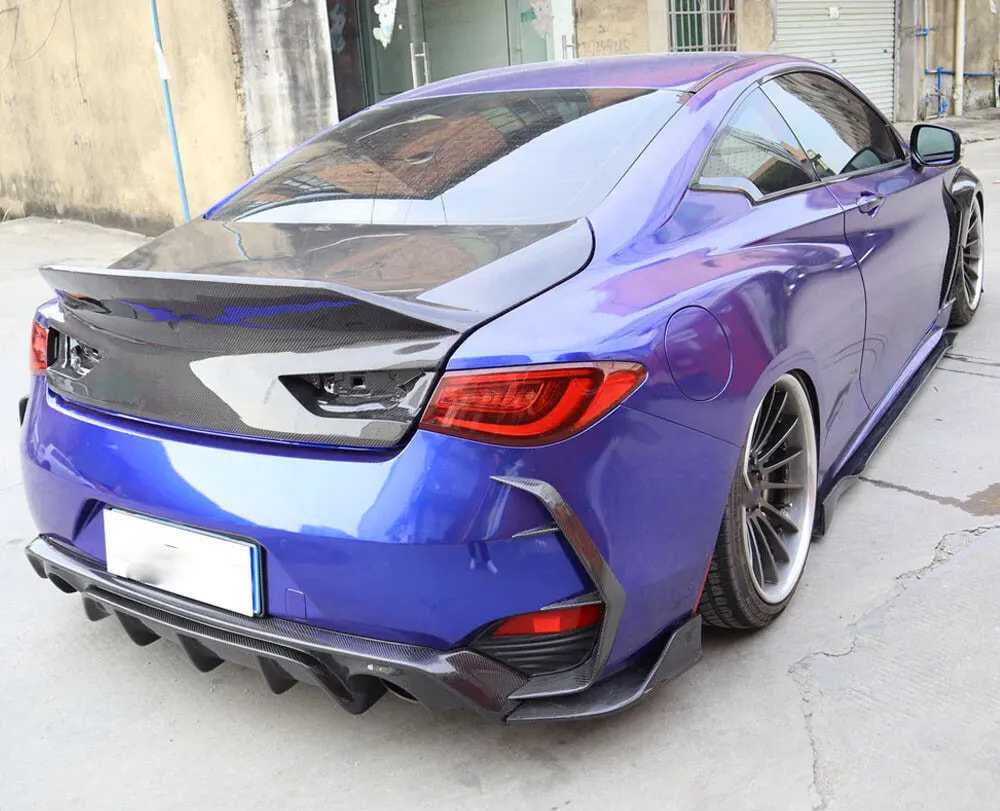 Накладки на задний бампер (для Q60 2016-2022, Карбон) для Infiniti Q50/Q60