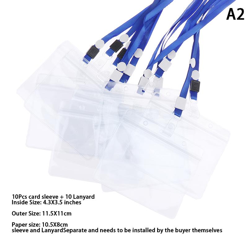 20PCS Waterproof Sleeve Pouch With Sealing Strip Lanyards ID Badge Holder Plastic Protector Case Clear PVC Name Plate Card Bag