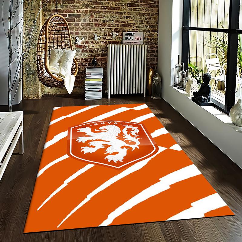 Orange Lion Shield Pattern carpet Non-slip rug suitable for living room and bedroom sofas