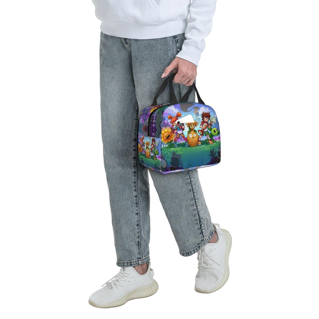 Custom Plants Gaming Zombies Insulated Lunch Bags for Camping Travel Video Game Resuable Thermal Cooler Bento Box Unisex