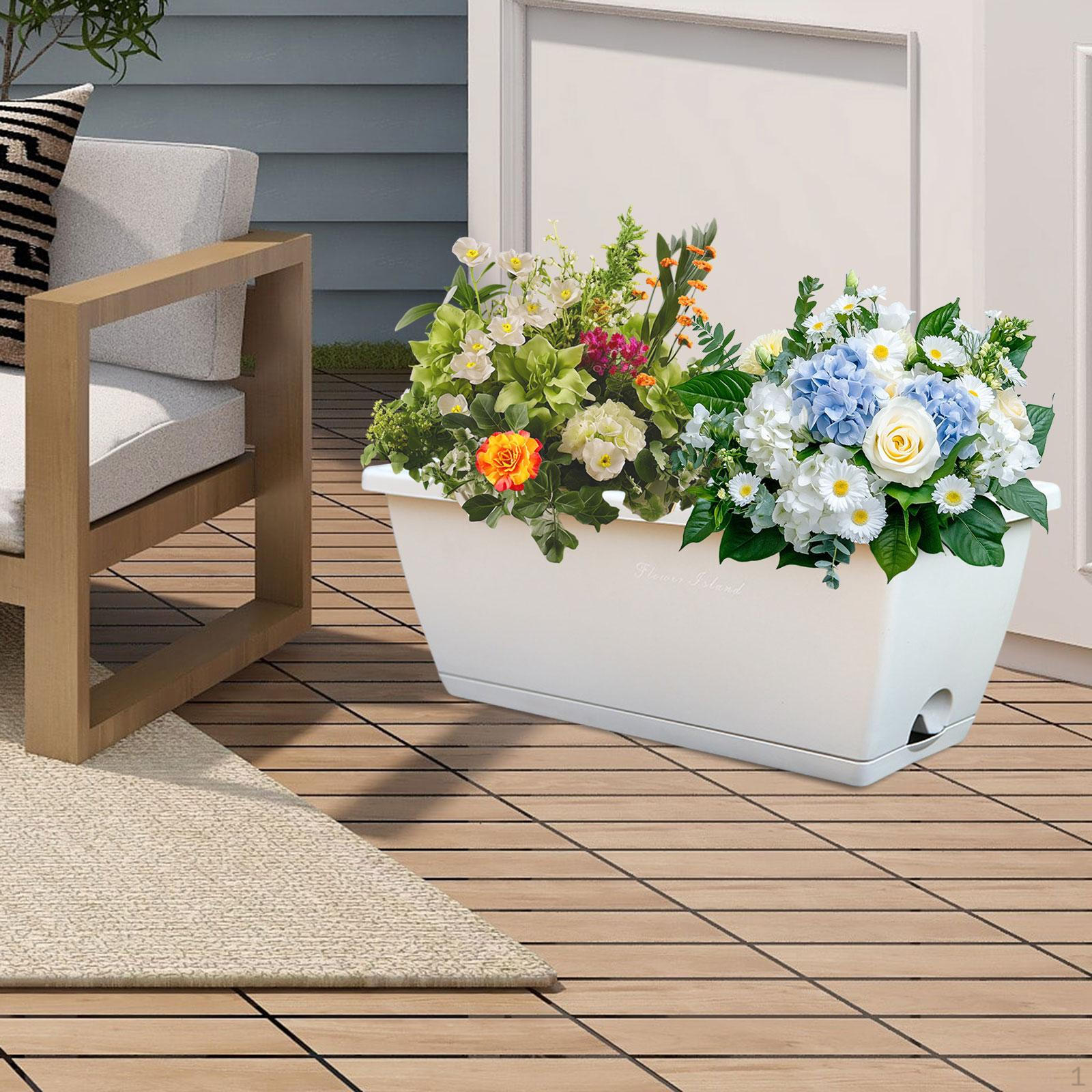 

Контейнер для вирощування овочів, Прямокутна саджалка з дренажними отворами Gray White