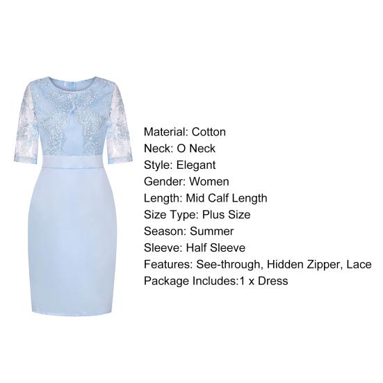 Dámské spodničky větších velikostí dámské šaty O ke krku Falešné dvoudílné krajkové polorukávy Velké dámské šaty střední velikosti Dámské oblečení