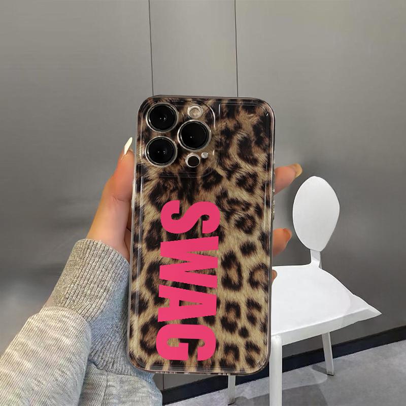 SWAG Leopard Print Phone Case For IPhone 17 Case IPhone 15 13 12 14 16 Pro Max Plus 17E 16E Air Soft Silicone Shockproof Cover