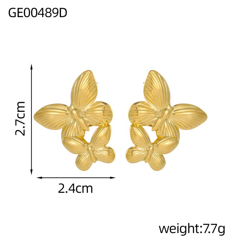 CARLIDANA Hot Selling Zircon Inlaid Earrings Heart Butterfly Star Cat Flower Stainless Steel Gold Plated Earrings Jewelry Women