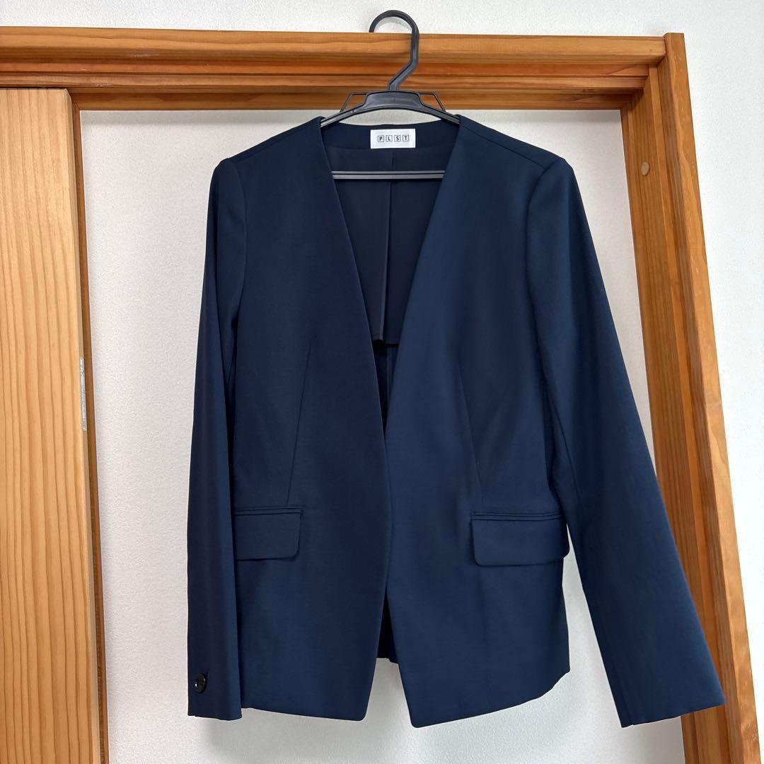 PLST Navy Collarless Jacket