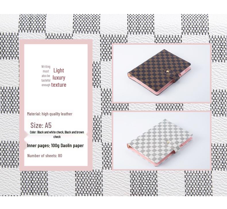 A5 Premium Leather Grid Pattern Binder Journal