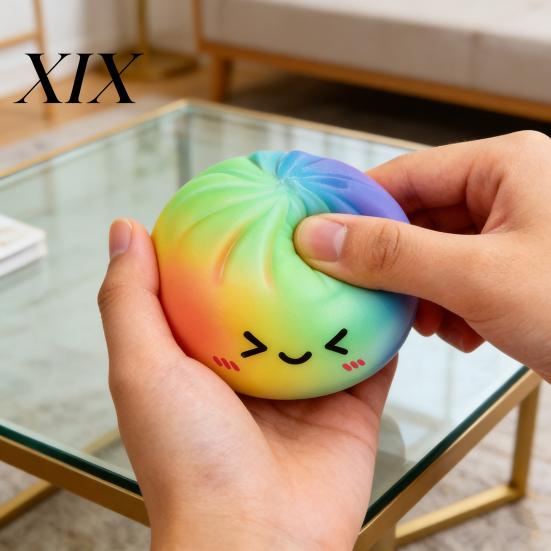 Colorful Stress Ball Steamed Bun Squeeze Toy Cute Slow Rising Fidget for Pressure Relief Soft Non-Sticky Decompression Gadget Kids Adults