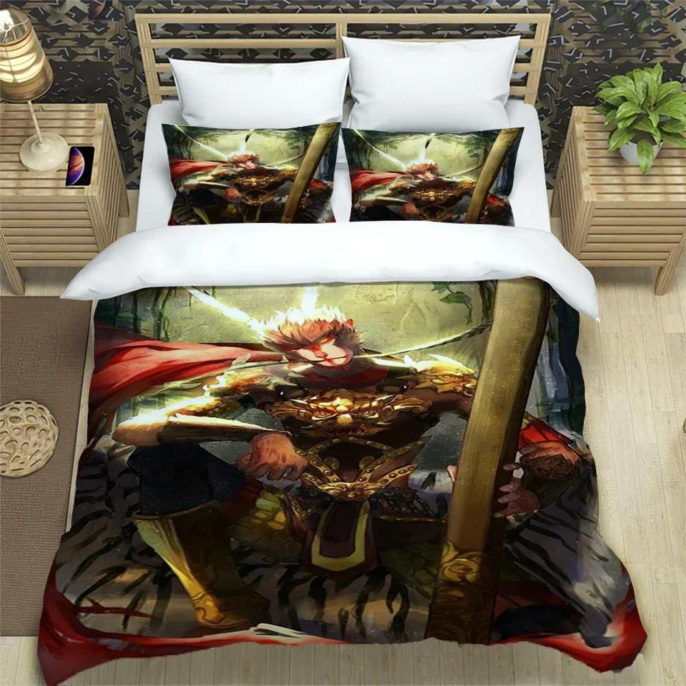 Sun WuKong Monkey King Print Three Piece Bedding Set Fashion Article Children or Adults for Beds Quilt Covers Pillowcases Gift