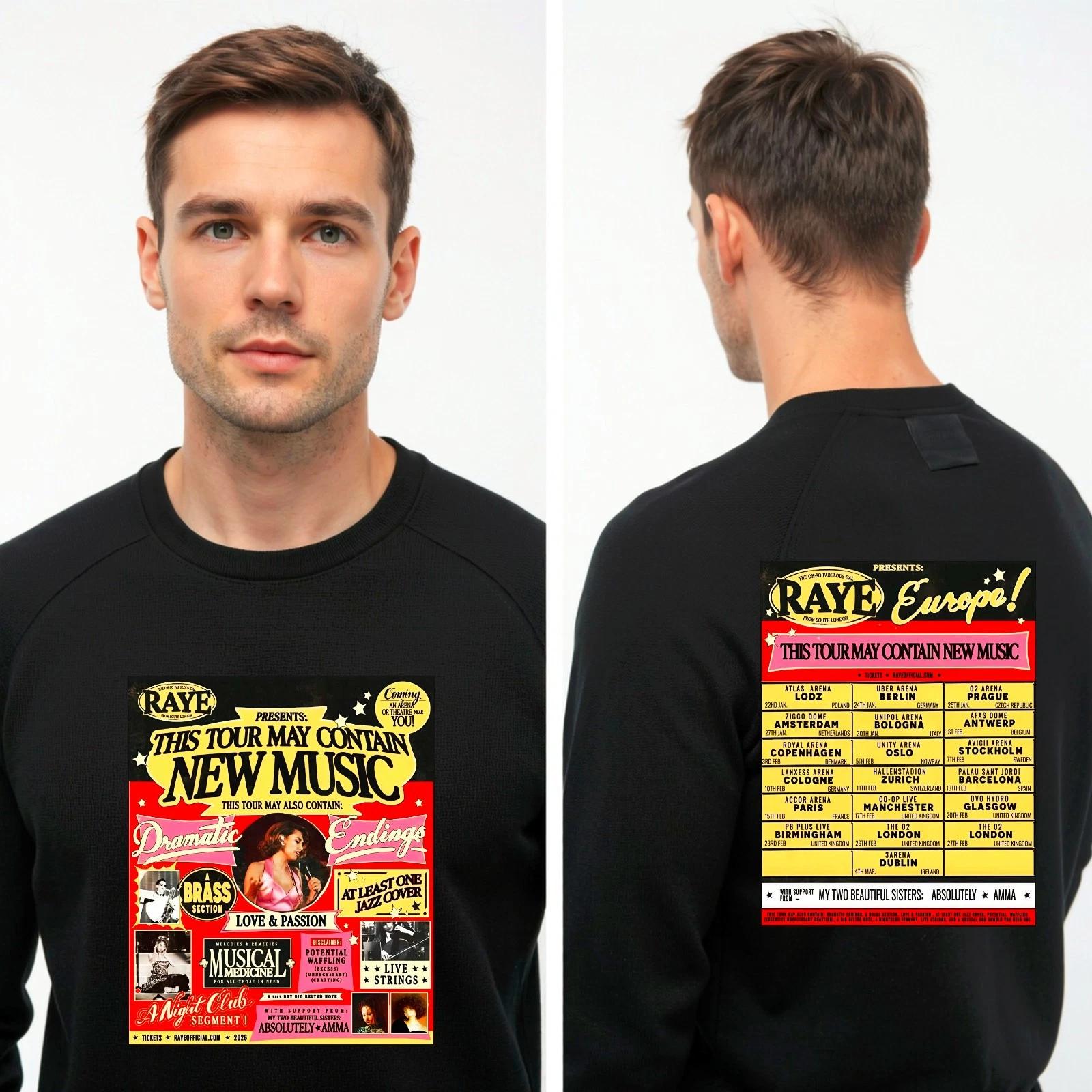 Raye 2026 Tour Merch Graphic T-Shirt, 2026 Europe Dates Music Merch Unisex Tee L