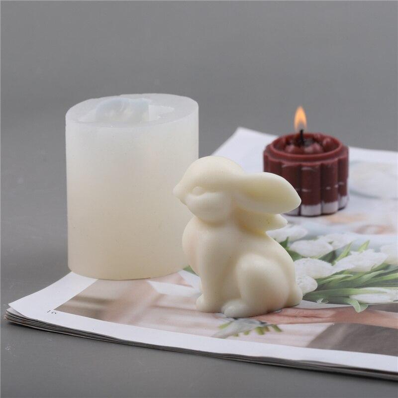 Holiday Decorations Bunny Candle Mold Silicone Rabbit Resin Mould Making Animal Plaster Chocolate Baking Tools Supplies