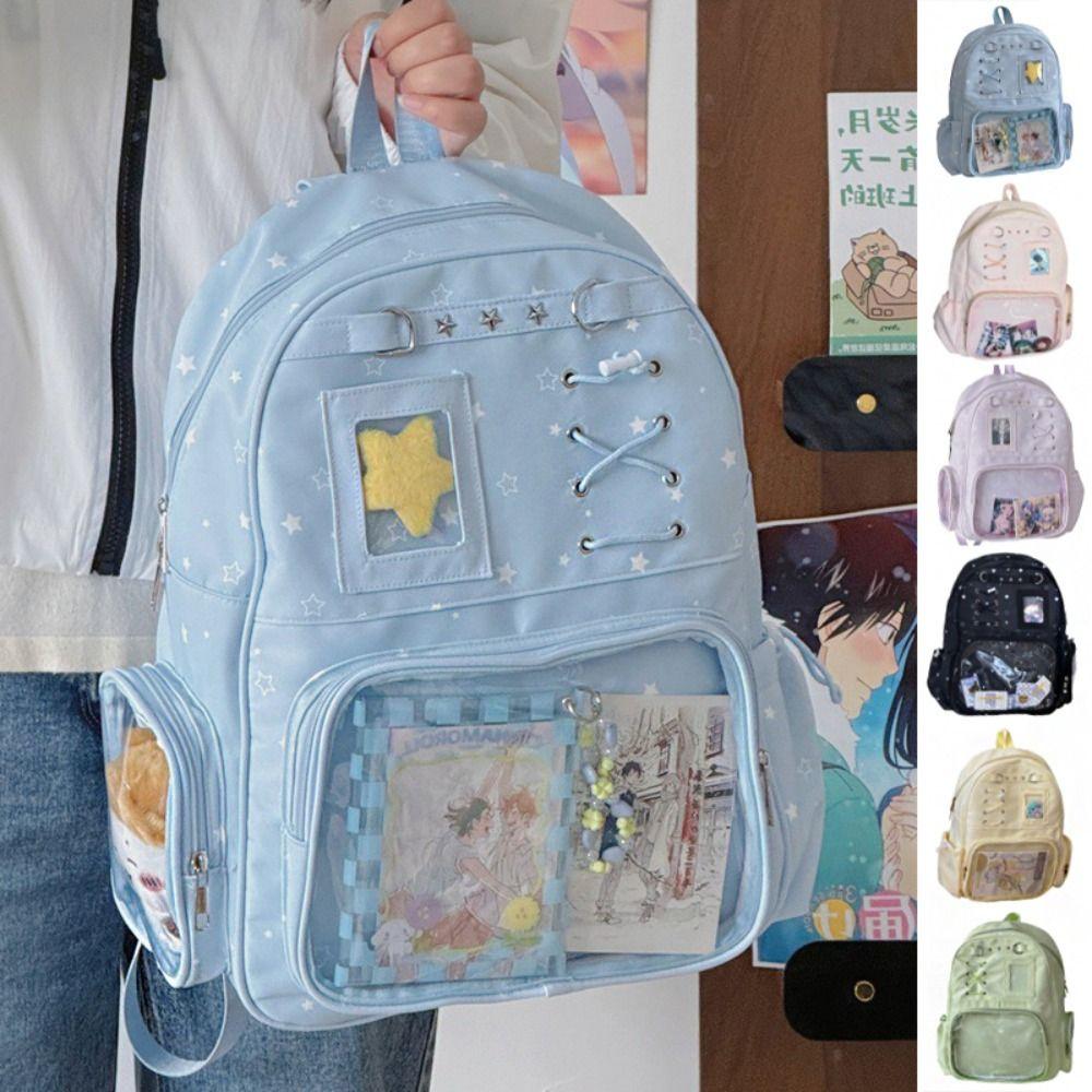 Transparenter Rucksack mit Sternenmuster Lolita Schülertasche Mode Transparente Ita Tasche Mädchen