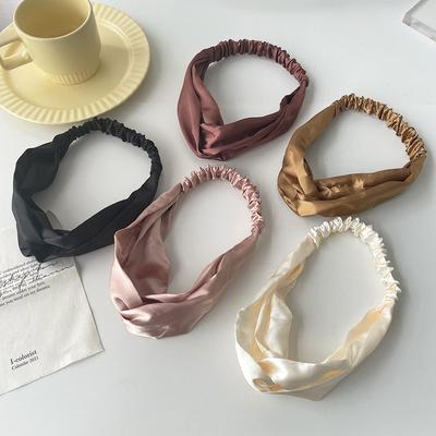 Fascia per capelli in raso di seta tinta unita con nodo a croce superiore, elastico per capelli, donna, ragazza, scrunchies, fascia per capelli, turbante, bandane, accessori per capelli