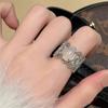 French retro white chalcedony jade ring female ring index finger ring