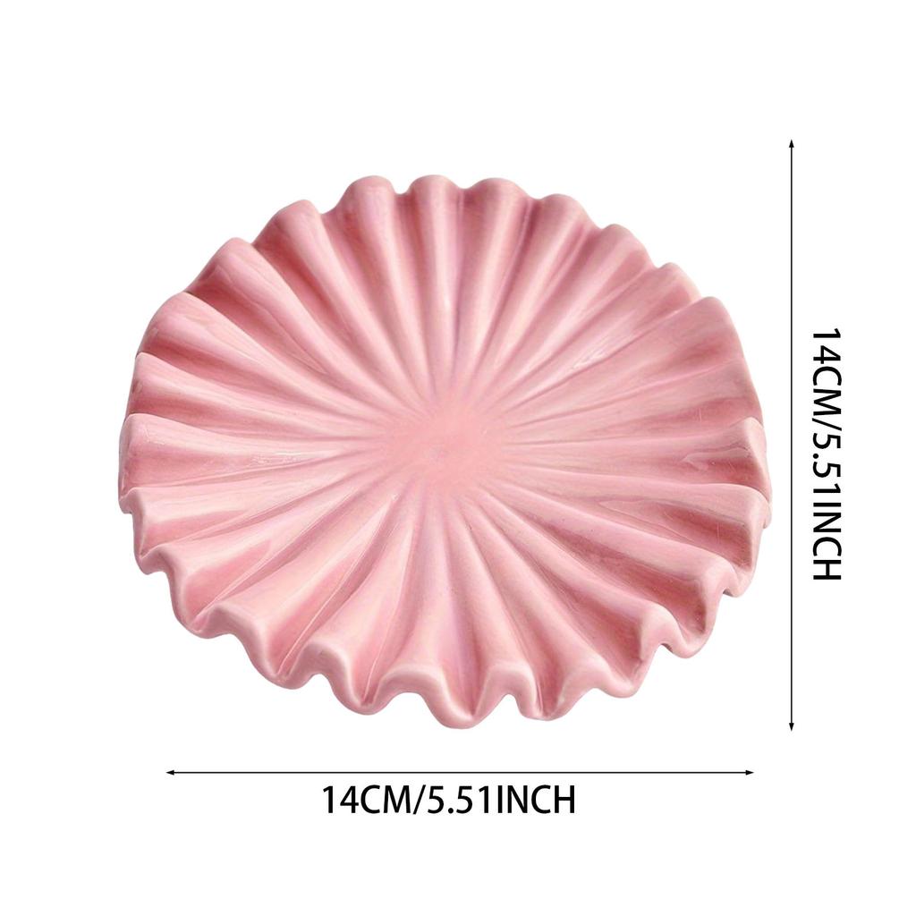 Pink And White Floral Decorative Bowl Home Decoration Scallop Mini Bowl Desktop Accessories Ceramics Ornaments Decor