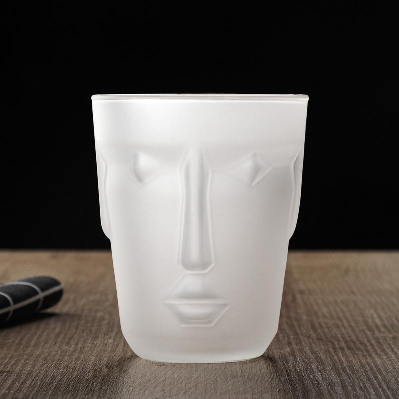 Baifenbai Home Furnishing Light New Frosted Portrait Glass Coffee Cup Cold Brew American Coffee Cup Water Cup Glass Large Teacup