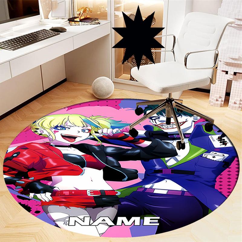 Custom Name Joker Printed Round Rug Carpet Chair Rug Area Rug Entryway Doormats,for Office Chair Living Room Bedroom Kitchen Room.
