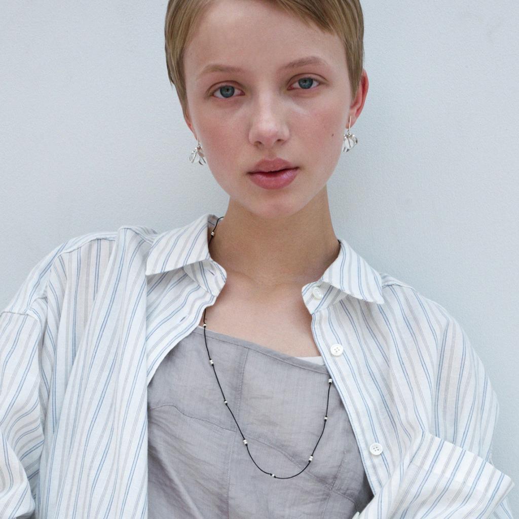 Niche Personalized High-Grade Metal Copper-Plated Platinum Ball Beaded Long Chain Woven Rope Trendy Fashion Simple Necklace