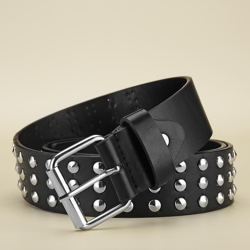 Rivet Pin Buckle Belt Metal Belt Men And Women Punk Style With Jeans Decorative Belt