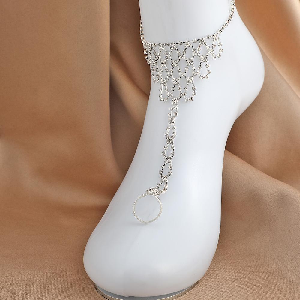 Trendy Rhinestone Chain Bracelet & Ring for Women - 998# Latin Dance Accessory