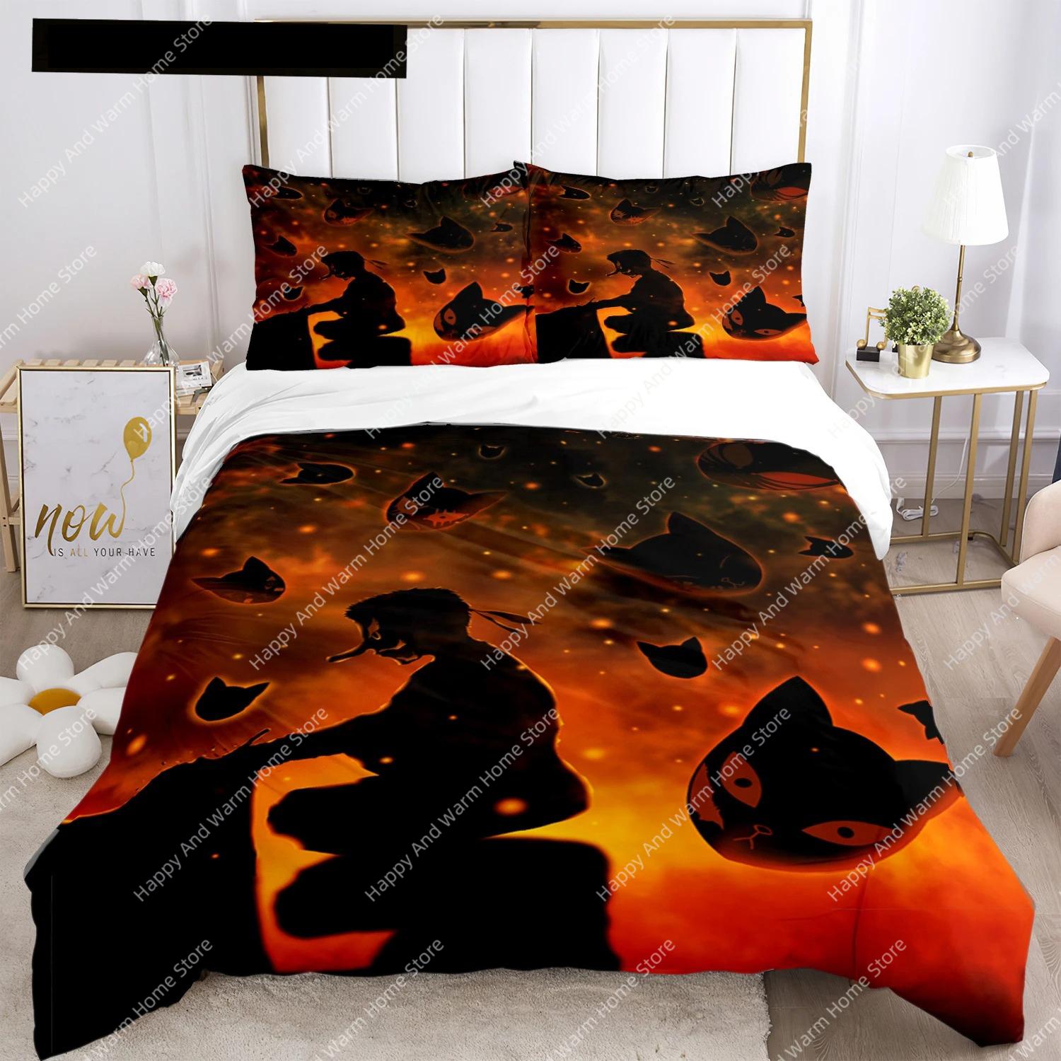 

Comforter Anime Demon Slayer Print Bedding Set 2/3Pieces Nezuko Queen Double Single King Size Boys Adults Gift Comforter (quilt)-EU Single(135*200cm)3pcs