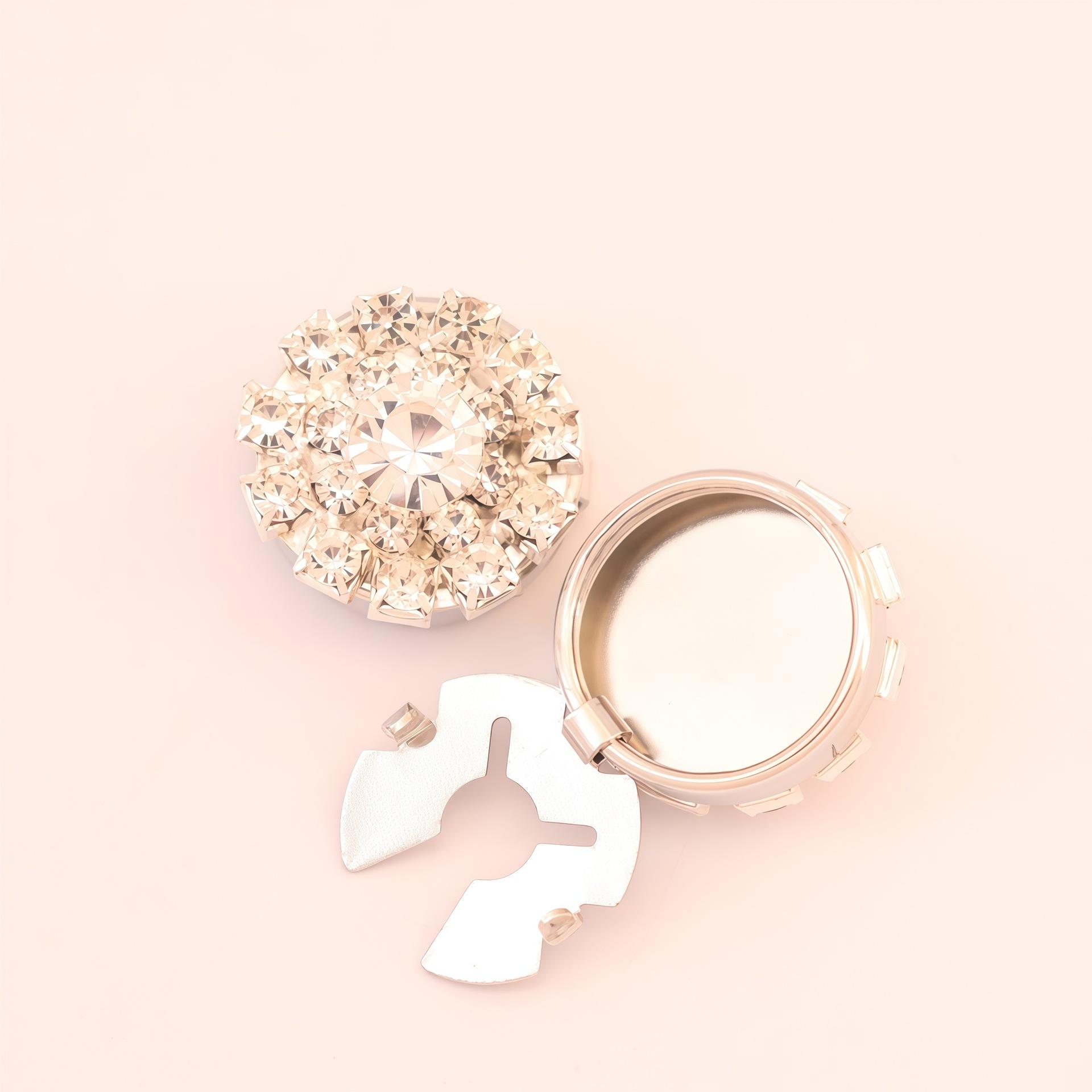 

Button Covers: Gold & Silver Rhinestone Button Accessories — Decorative Button Caps, Brooch-Style Fasteners, and Cufflink Covers