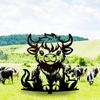 Wrought Iron Highland Cow Garden Stake Metal Art Outdoor Yard Decor Spring Gift