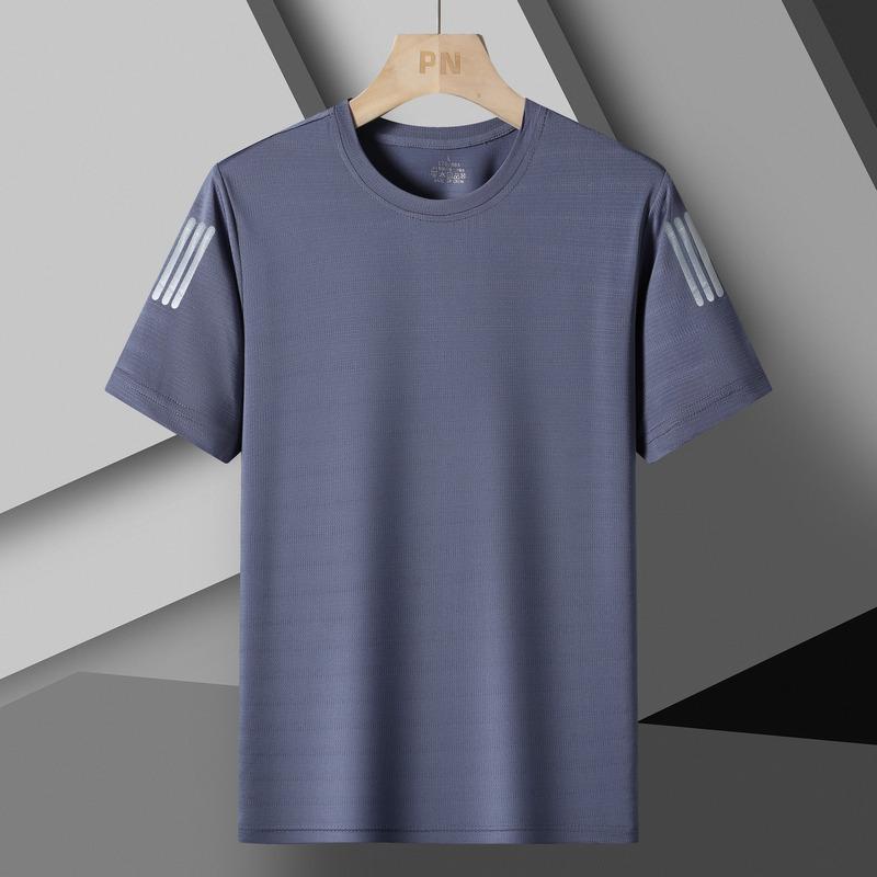 Ice Silk T-shirt Sports Running Fitness Quick-drying Breathable Large Size Outdoor Short-sleeved T-shirt