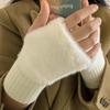 1PAIR Plush Fingerless Gloves, Warm and Windproof Multi-functional Wrist Guards, Suitable for Office and Study Use, Unisex