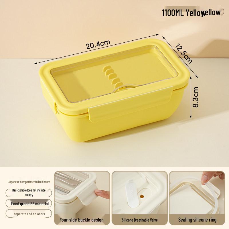 Microwaveable Japanese Bento Box for Office & Students - Fresh-Keeping, With Spoon & Chopsticks, Convenient Compartmented Lunch Box