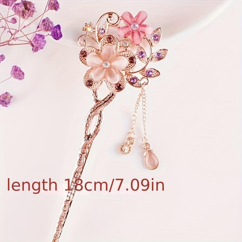 1PC Vintage Ethnic Style Hairpin Elegant Flower Shaped Hairpin Exquisite Pendants Hairpin