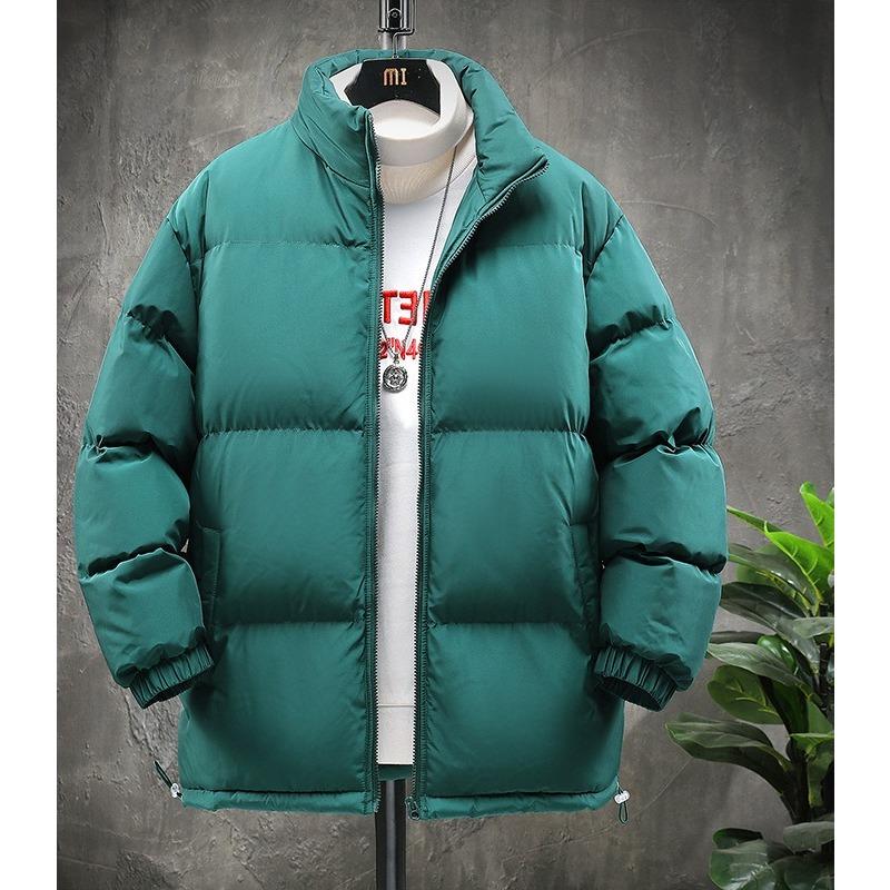 New Winter Large Size Thick Loose Cotton Coat Solid Color Stand Collar Bread Suit Men