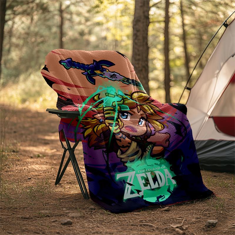 1pc Game Zelda Theme Blanket - Digital Print, Polyester, Cozy for All Seasons, Perfect for Outdoor, and Travel