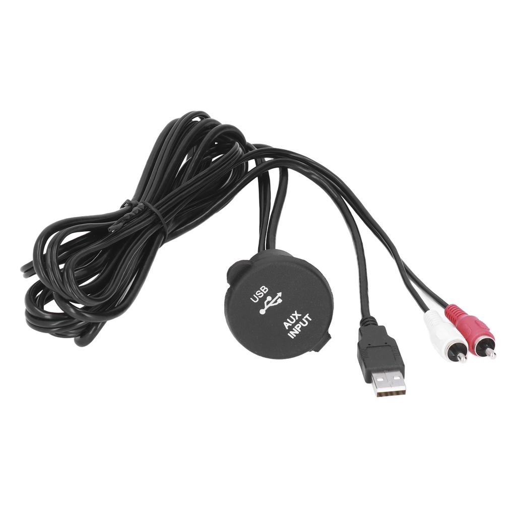 6ft Flush Mount Cable Kit USB3.0 Male to Female 2 RCA to 3.5mm Female for Motorcycles Cars Dashboard