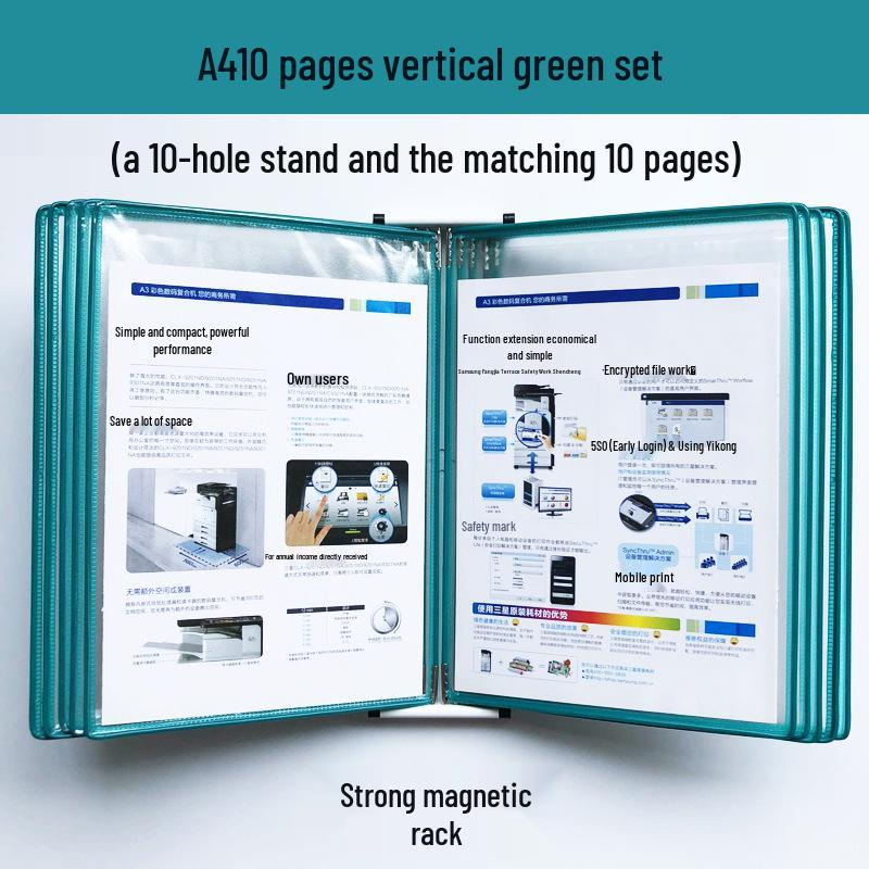 A4 10-Page Strong Magnetic Wall-Mounted Display Folder Rack