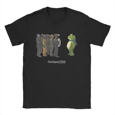 Portland Frog Resist 100% Cotton T-Shirt For Men Summer  Aesthetic T Shirts O-Neck Trendy Cool Tees Oversized Pattern Clothing