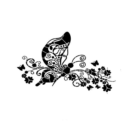 @Stencils For Wall Painting Flower Butterfly 24 inch x 40 inch