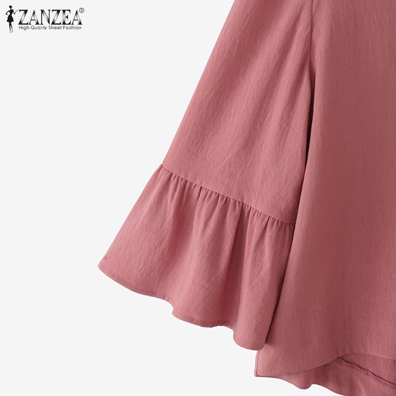 ZANZEA Women Summer V-Neck Loose Casual 3/4 Sleeve Blouse