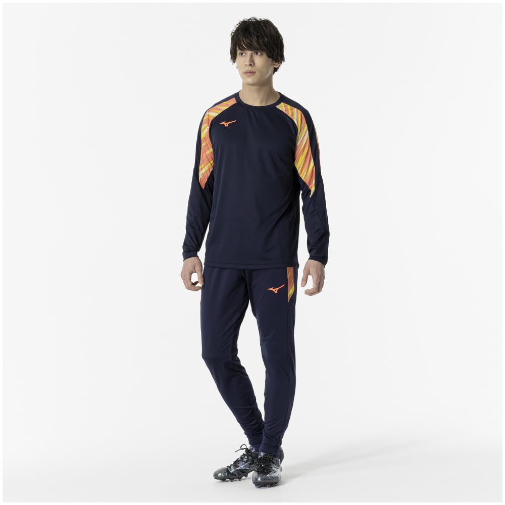 Mizuno Football Wear Long Sleeve Field and Deep XL Shirt, Moisture-Wicking Quick-Drying, Navy, (P2MAA506)