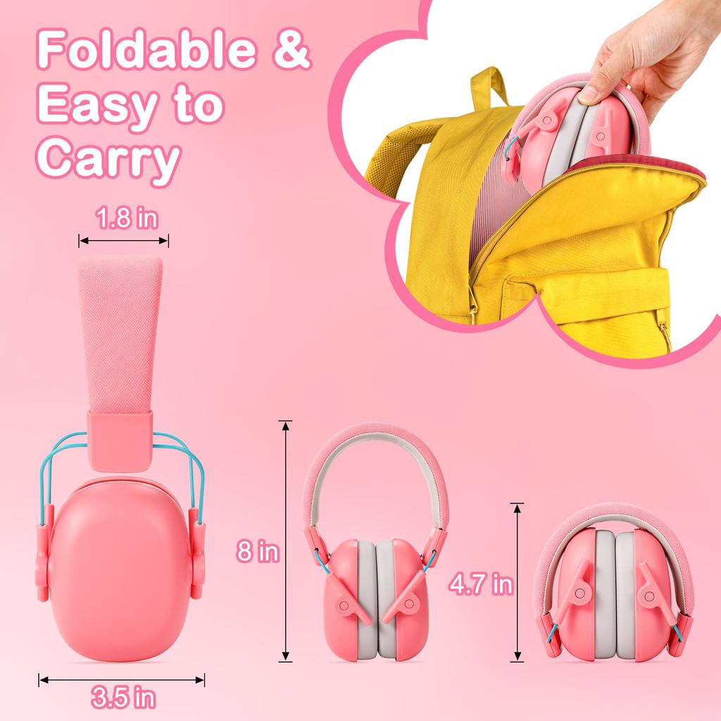 SNR 29dB Foldable Hearing Protection Earmuffs ABS Material Safe Noise Cancelling for Autism Children and Toddlers